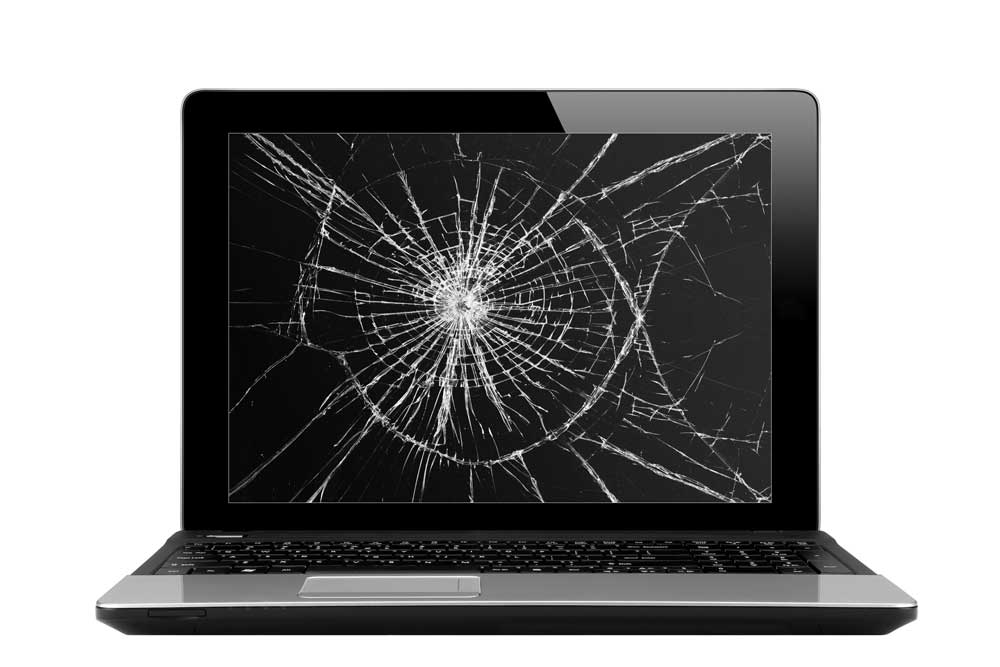 Ordinateur avec écran brisé